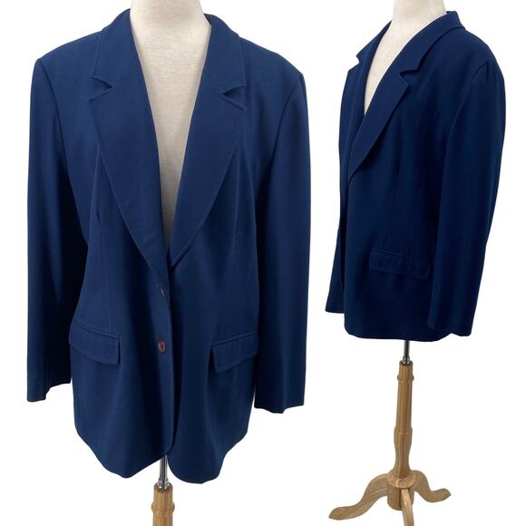 Vintage Pendleton Wool Blazer Single Breasted Button Down Navy Plus Womens 18W - Picture 1 of 7